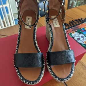 Rockstud Espadrille Wedge Sandal VALENTINO